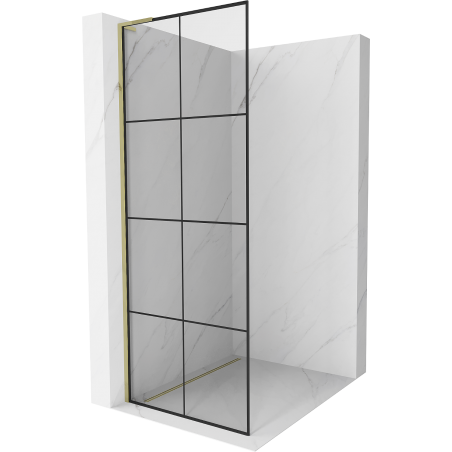 Mexen Kioto L Walk-in dušo siena 70 x 200 cm, juodas raštas, auksinė - 800-070-103-50-77