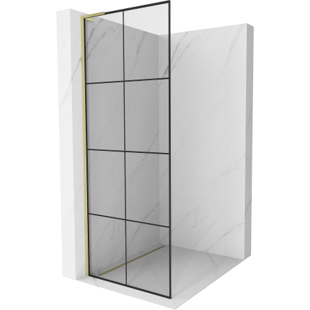 Mexen Kioto L Walk-in dušo siena 80 x 200 cm, juodas raštas, auksinė šlifuota - 800-080-103-55-77