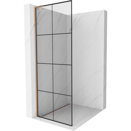 Mexen Kioto L Walk-in dušo siena 80 x 200 cm, juodas modelis, šlifuotas varis - 800-080-103-65-77