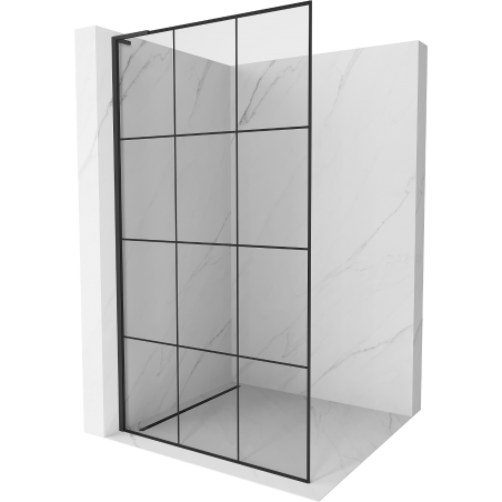 Mexen Kioto L vonios kabina Walk-in 100 x 200 cm, juodas raštas, juoda - 800-100-103-70-77