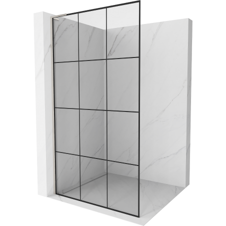 Mexen Kioto L dušo pertvara Walk-in 110 x 200 cm, juodas raštas, šlifuotas nikelis - 800-110-103-97-77