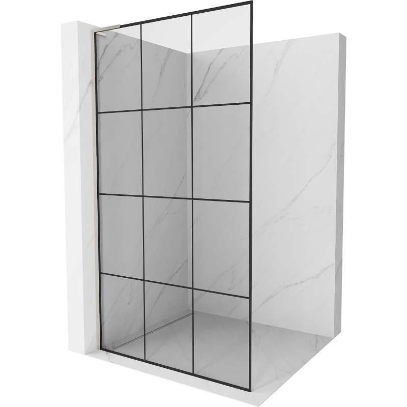 Mexen Kioto L dušo siena Walk-in 120 x 200 cm, juodas raštas, šlifuotas nikelis - 800-120-103-97-77