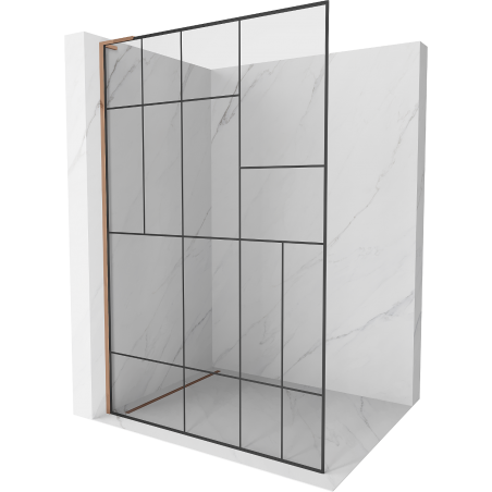 Mexen Kioto L dušo siena Walk-in 70 x 200 cm, juoda raštas, rožinė auksas - 800-070-103-60-78