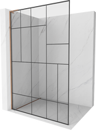 Mexen Kioto L Walk-in dušo siena 80 x 200 cm, juodas raštas, rožinė auksinė - 800-080-103-60-78