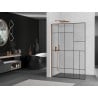 Mexen Kioto L Walk-in dušo siena 90 x 200 cm, juodas raštas, rožinė auksas - 800-090-103-60-78