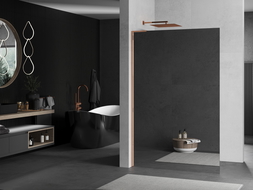 Mexen Kioto L dušo sienelė Walk-in 80 x 200 cm, veidrodis, rožinė auksinė - 800-080-103-60-50