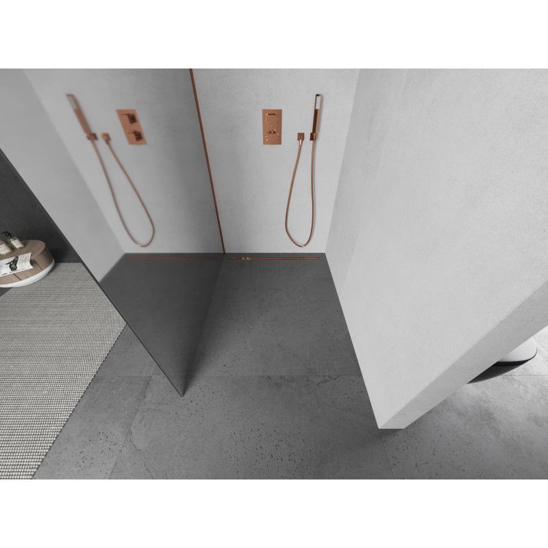 Mexen Kioto L dušo siena Walk-in 110 x 200 cm, veidrodis, rožinis auksas - 800-110-103-60-50