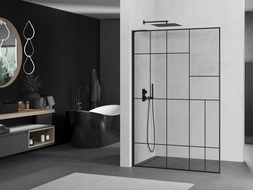Mexen Kioto L Walk-in dušo siena 70 x 200 cm, juodas raštas, juoda - 800-070-103-70-78