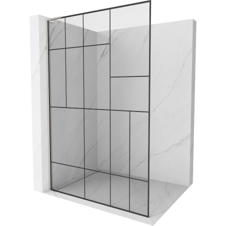 Mexen Kioto L Walk-in dušo siena 70 x 200 cm, juodas raštas, šepečiu apdorotas nikelis - 800-070-103-97-78