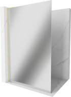 Mexen Kioto L Dušo sienelė Walk-in 70 x 200 cm, veidrodis, auksinė šepečiu - 800-070-103-55-50