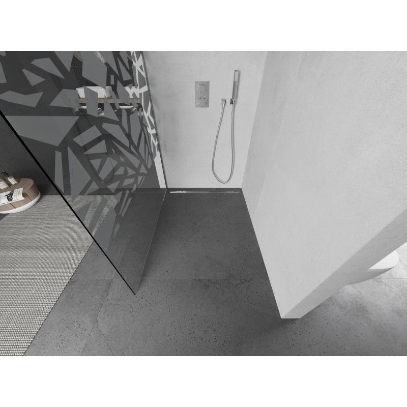 Mexen Kioto L dušo sienelė Walk-in 90 x 200 cm, baltas raštas, chromas - 800-090-103-01-85