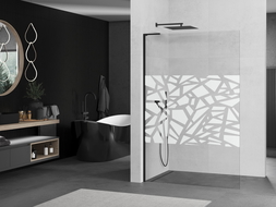 Mexen Kioto L vonios kambario stiklinė Walk-in 90 x 200 cm, balta struktūra, juoda - 800-090-103-70-85