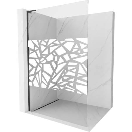 Mexen Kioto L sieninė dušo siena Walk-in 70 x 200 cm, balta tekstūra, juoda - 800-070-103-70-85