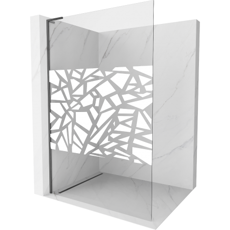 Mexen Kioto L prūdinė dušo siena Walk-in 70 x 200 cm, balta tekstūra, gun gray šratinis - 800-070-103-66-85