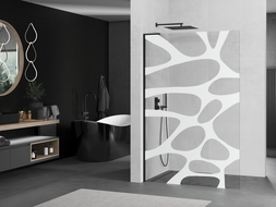 Mexen Kioto L dušo sienelė Walk-in 70 x 200 cm, balta raštuota, juoda - 800-070-103-70-97