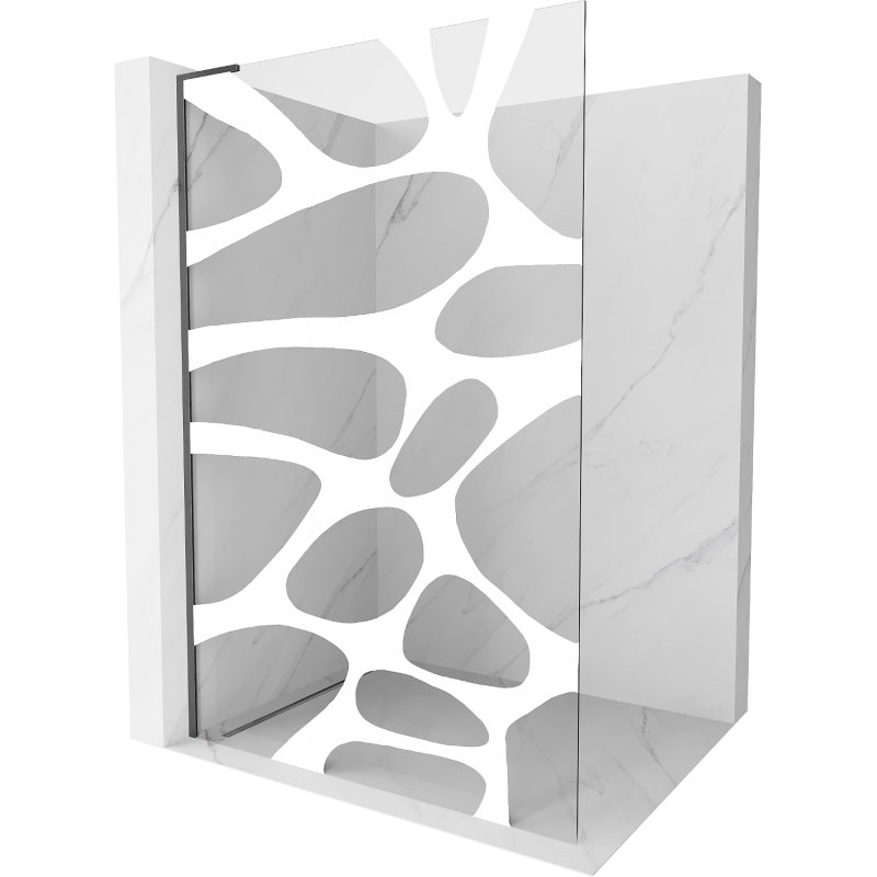 Mexen Kioto L Walk-in dušo siena 100 x 200 cm, baltas motyvas, šautu giliu šlifavimu - 800-100-103-66-97