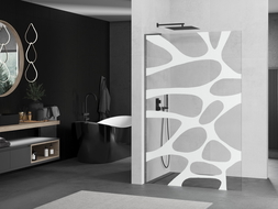 Mexen Kioto L Walk-in dušo siena 100 x 200 cm, baltas motyvas, šautu giliu šlifavimu - 800-100-103-66-97
