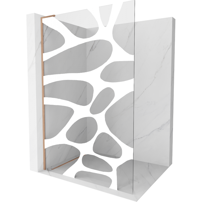 Mexen Kioto L dušo sienelė Walk-in 70 x 200 cm, baltas raštas, šepečiu šlifuotas varis - 800-070-103-65-97
