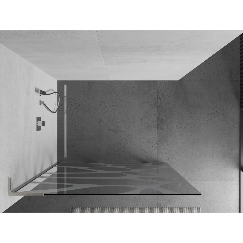 Mexen Kioto L Dušo sienelė Walk-in 110 x 200 cm, balta banga, šlifuotas nikelis - 800-110-103-97-97