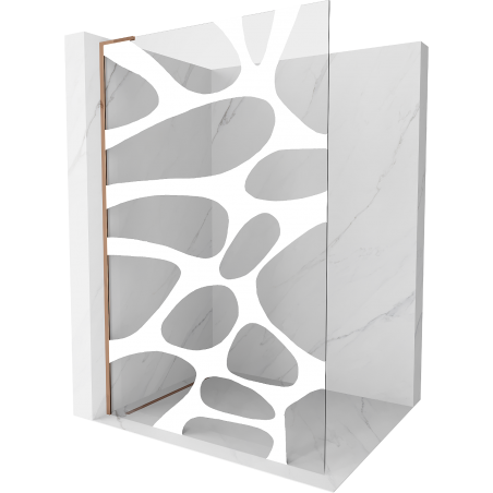 Mexen Kioto L dušo pertvara Walk-in 80 x 200 cm, baltas raštas, rožinė auksinė - 800-080-103-60-97