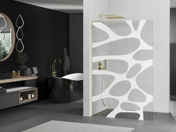 Mexen Kioto L dušo siena Walk-in 100 x 200 cm, balta tekstūra, auksinė - 800-100-103-50-97
