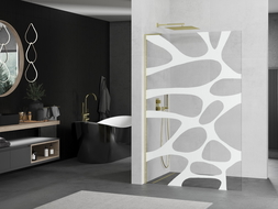 Mexen Kioto L dušo sienelė Walk-in 80 x 200 cm, baltas raštas, auksinis šepetys - 800-080-103-55-97