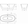 Mexen Eris laisvai stovinti vonia 170 x 80 cm, balta/juoda, juoda perpildymo anga - 53441708075-70