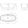 Mexen Eris laisvai pastatoma vonia 180 x 80 cm, balta, auksinis perteklius - 53441808000-50