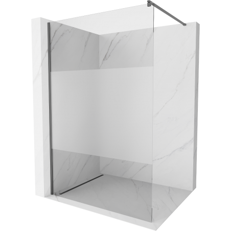 Mexen Kioto Walk-in dušo siena 100 x 200 cm, skaidrus/mūruotas 8 mm, gun metal - 800-100-101-95-35