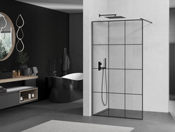 Mexen Kioto Walk-in dušo siena 110 x 200 cm, juodas raštas 8 mm, gun metal - 800-110-101-95-77