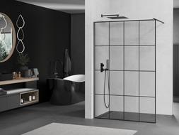 Mexen Kioto Walk-in dušo siena 160 x 200 cm, juodas raštas 8 mm, gun metal - 800-160-101-95-77