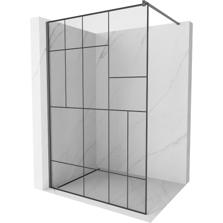 Mexen Kioto dušo siena Walk-in 120 x 200 cm, juodas raštas 8 mm, gun metal - 800-120-101-95-78