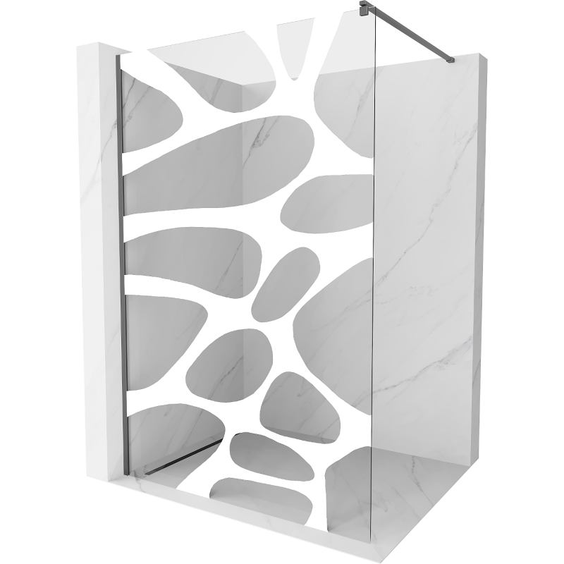 Mexen Kioto dušo sienelė Walk-in 120 x 200 cm, balta banga 8 mm, ginklų metalo - 800-120-101-95-97