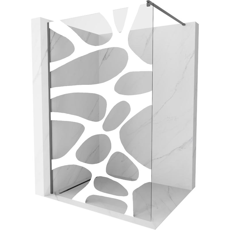 Mexen Kioto Walk-in dušo siena 120 x 200 cm, baltas raštas 8 mm, gun metal - 800-120-101-95-97