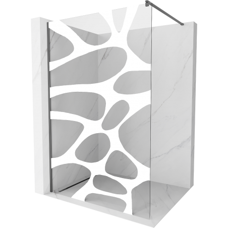 Mexen Kioto dušo sienelė Walk-in 130 x 200 cm, balta banga 8 mm, gun metalas - 800-130-101-95-97