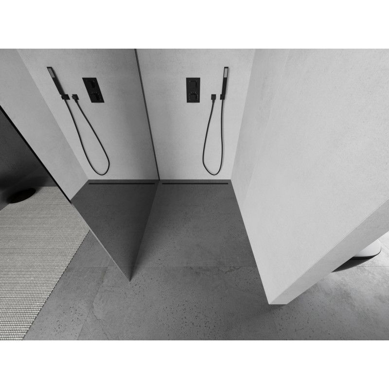 Mexen Kioto dušo siena Walk-in 70 x 200 cm, veidrodis 8 mm, gun metal - 800-070-101-95-50