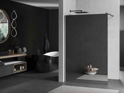Mexen Kioto dušų siena Walk-in 100 x 200 cm, veidrodis 8 mm, gun metal - 800-100-101-95-50