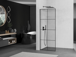 Mexen Kioto L dušo sienelė Walk-in 90 x 200 cm, juodas raštas, gun metal - 800-090-103-95-77