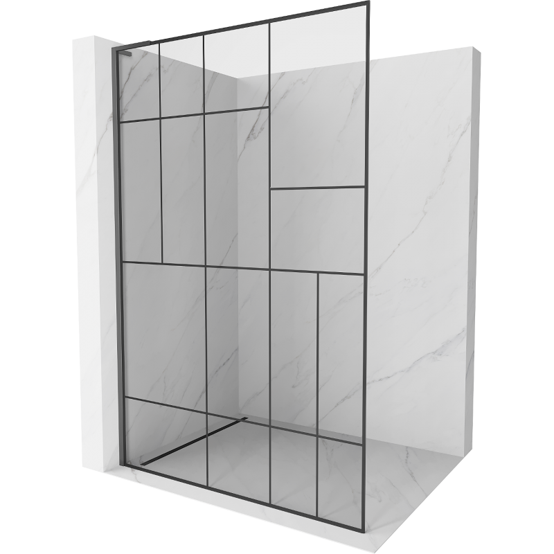 Mexen Kioto L dušo pertvara Walk-in 70 x 200 cm, juodas raštas, gun metal - 800-070-103-95-78