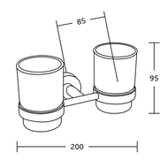 Mexen Tiber dvigubas dantų šepetėlių laikiklis, juodas - 7050552-70