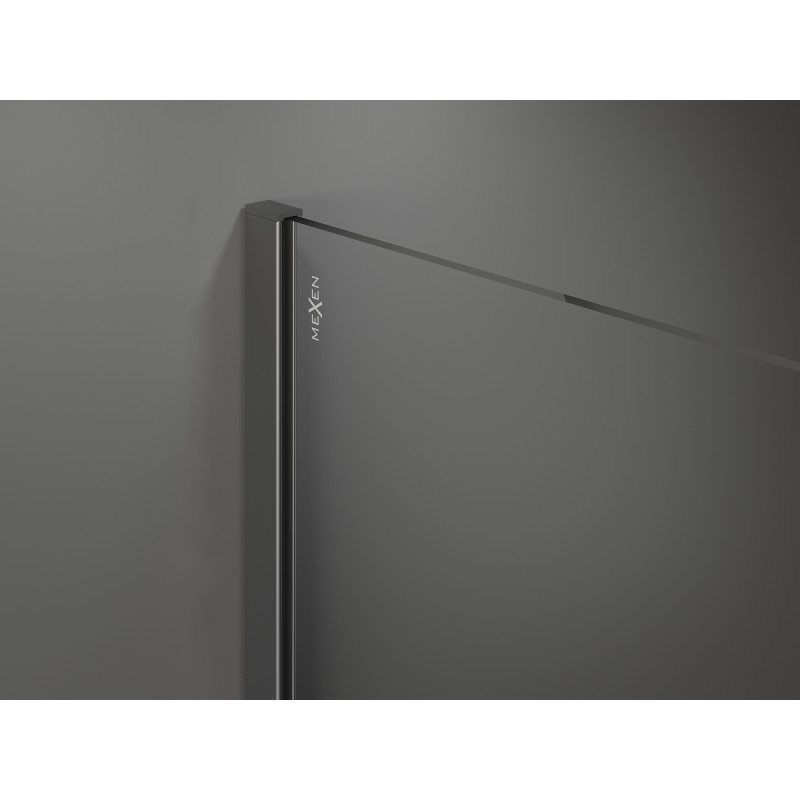 Mexen Kioto Dušo siena Walk-in 90 x 200 cm, juodas rėmas 8 mm, gun metal - 800-090-101-95-70