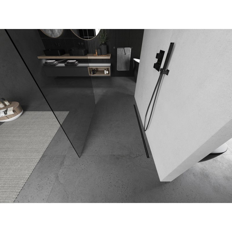 Mexen Kioto laisvai stovinti dušo siena 160 x 200 cm, skaidri 8 mm, gunmetal - 800-160-002-95-00