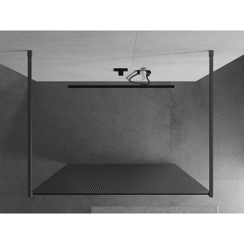 Mexen Kioto laisvai pastatoma dušo sienelė 120 x 200 cm, 8 mm briaunos, gun metalas - 800-120-002-95-09