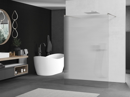 Mexen Kioto laisvai stovinti dušo sienelė 140 x 200 cm, dryžiai 8 mm, šlifuotas nikeliu - 800-140-002-97-09