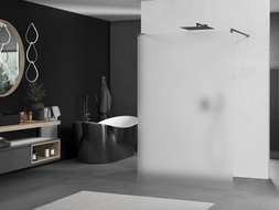 Mexen Kioto laisvai stovinti dušo sienelė 110 x 200 cm, matinis 8 mm, ginklo metalo spalva - 800-110-002-95-30