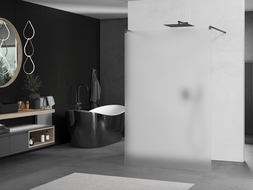 Mexen Kioto laisvai stovinti dušo sienelė 130 x 200 cm, matinė 8 mm, ginklo metalas - 800-130-002-95-30