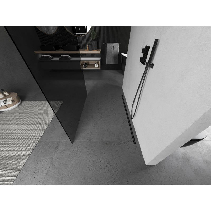 Mexen Kioto laisvai stovinti dušo siena 110 x 200 cm, grafitas 8 mm, gun metal - 800-110-002-95-40