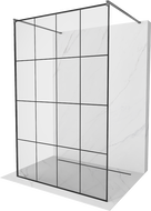 Mexen Kioto stacionari dušo siena 150 x 200 cm, juodas raštas 8 mm, gun metal - 800-150-002-95-77