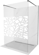 Mexen Kioto laisvai stovinti dušo siena 130 x 200 cm, baltas raštas 8 mm, pistoletas metalas - 800-130-002-95-85