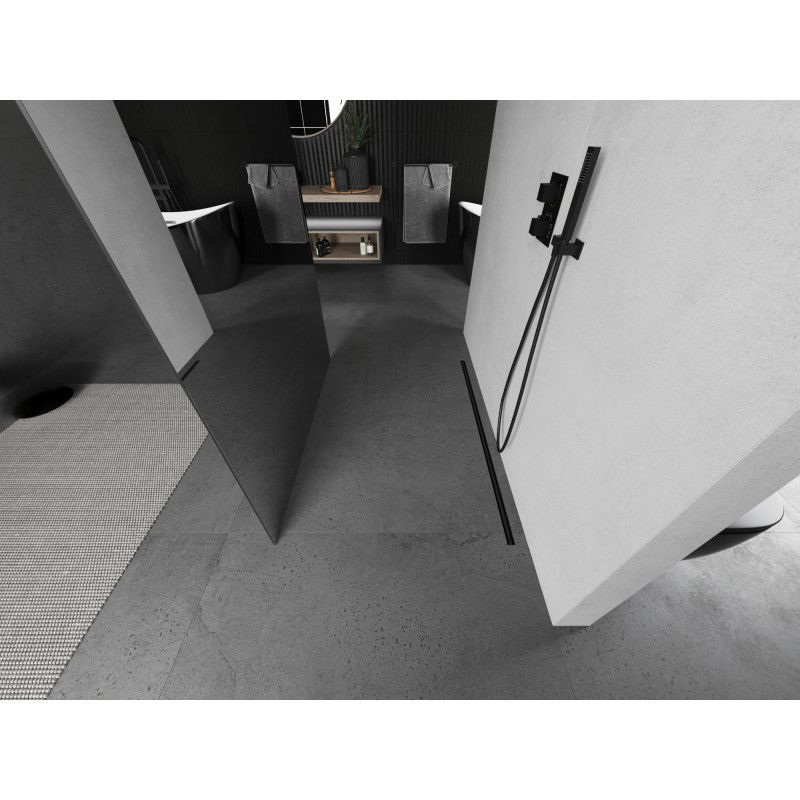 Mexen Kioto laisvai pastatoma dušo siena 100 x 200 cm, veidrodis 8 mm, ginklinis metalas - 800-100-002-95-50